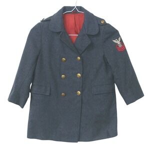 Vintage US Navy Style Double Breasted Wool Pea Coat Small 4-6 Years